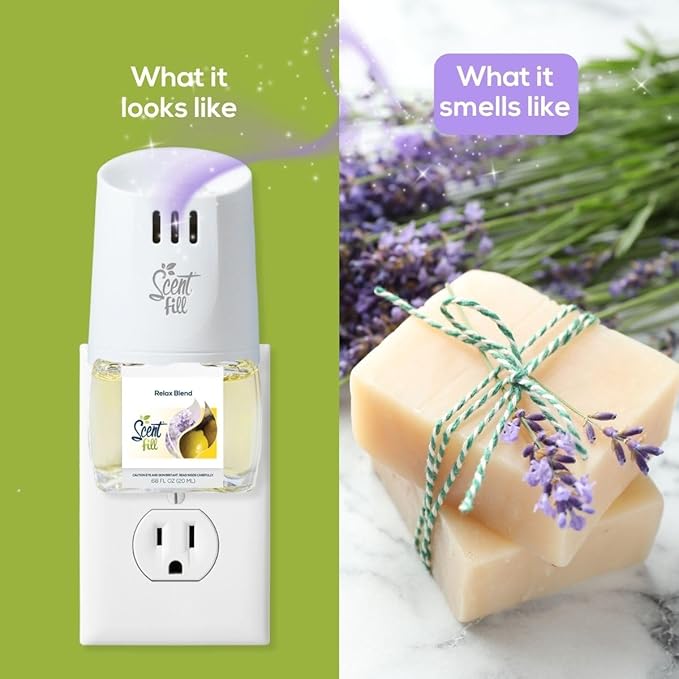Scent Fill Relax Blend Plug in Air Freshener, 4 Scented Oil Refills