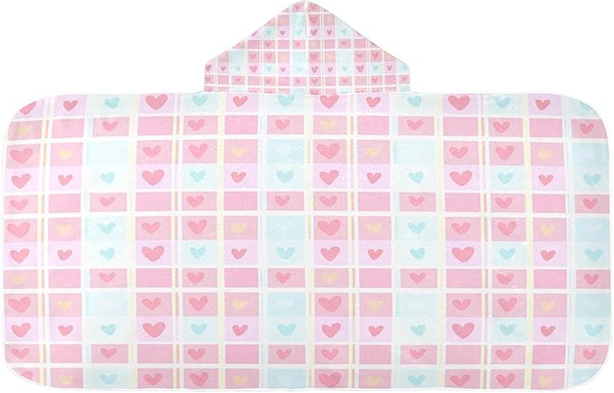CEBUGI Colored Hearts Hooded Bath Towel for Kids Absorbent Soft Bath Towel Wrap with Hood 50x23.5in Pool Beach Shower Towel for Boys Girls