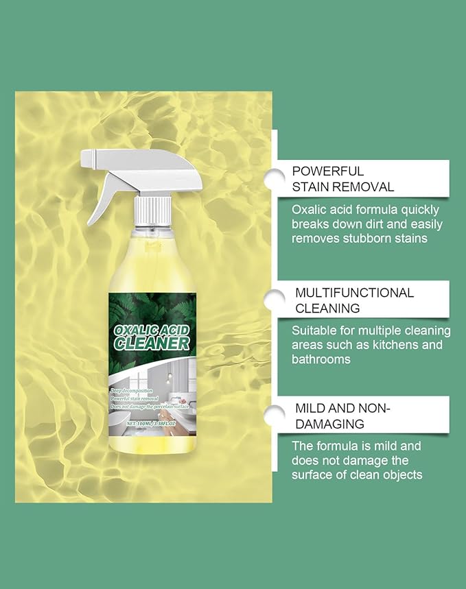 Oxalic Acid Cleaner - 2026 Oxalic Acid Powerful Stain Cleaner, Advanced Rust & Water Scale Remover, Multi-Surface Cleaning Spray for Bathroom & Kitchen Tiles, Sinks, Tubs & Porcelain (3PCS)