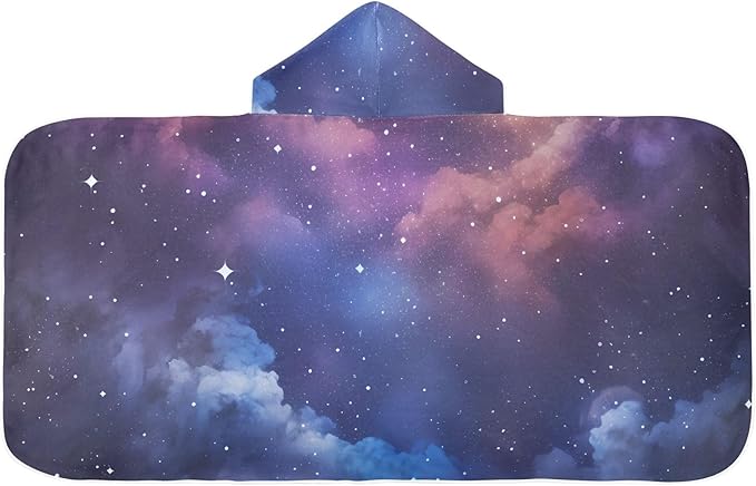Hooded Towel for Kids Dream Starry Sky with Clouds Beach Wrap Bath Towels 50x23.5in