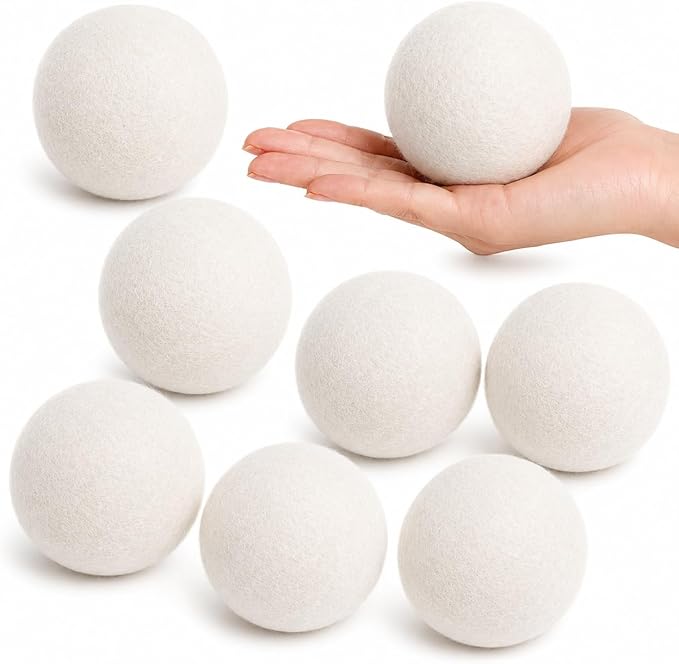 Wool Dryer Balls XL 8-Pack – Organic Wool Dryer Balls for Laundry Reusable, Natural Fabric Softener, Reduces Drying Time, Static, Wrinkles & Laundry Clumping