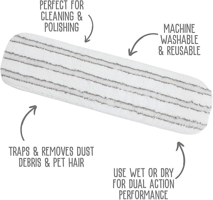 Quick Shine All-in-One Mop Kit 3 Pack Refill Microfiber Pads, 1 ea. of The Clean+Dust, Clean+Polish and Wet+Dry Pads
