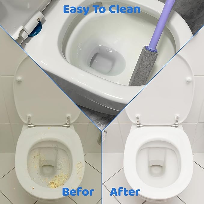 Pumice Stone Toilet Bowl Cleaner with 11.8 Inch Handle, Multi-Surface Cleaning Tool for Bathroom, Pool, Grill (10 Pack)