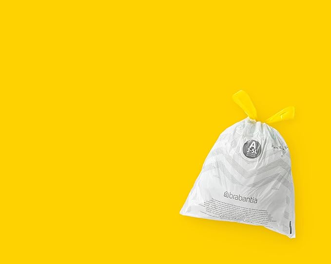 Brabantia PerfectFit Trash Bags (Size A/0.8 Gal) Thick Plastic Trash Can Liners with Drawstring Handles (200 Bags)