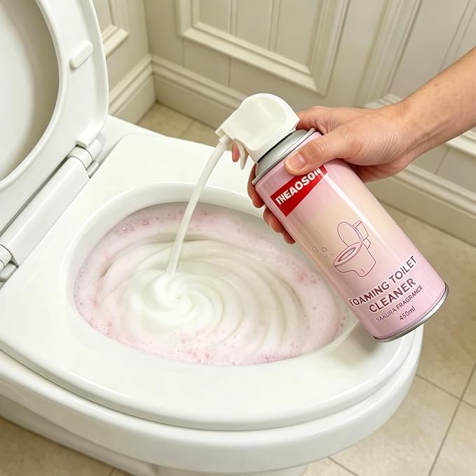 Foaming Toilet Cleaner Pump, Thick Clinging Foam for Easy Scrubbing, Pressurized Foam Spray for Toilet Bowl Stain & Odor Removal, Multi-Surface Bathroom Cleaner