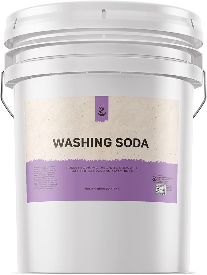 Natural Washing Soda (5 Gallon) Sodium Carbonate, Stain Remover, Water Softener, Multi-Purpose Cleaner