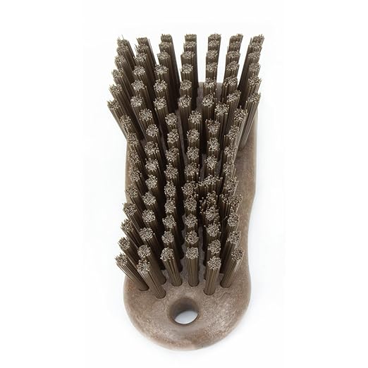 SPARTA Plastic Cutting Board Scrub Brush with Hanging Hole for Washing Cutting Boards, 6 Inches, Brown