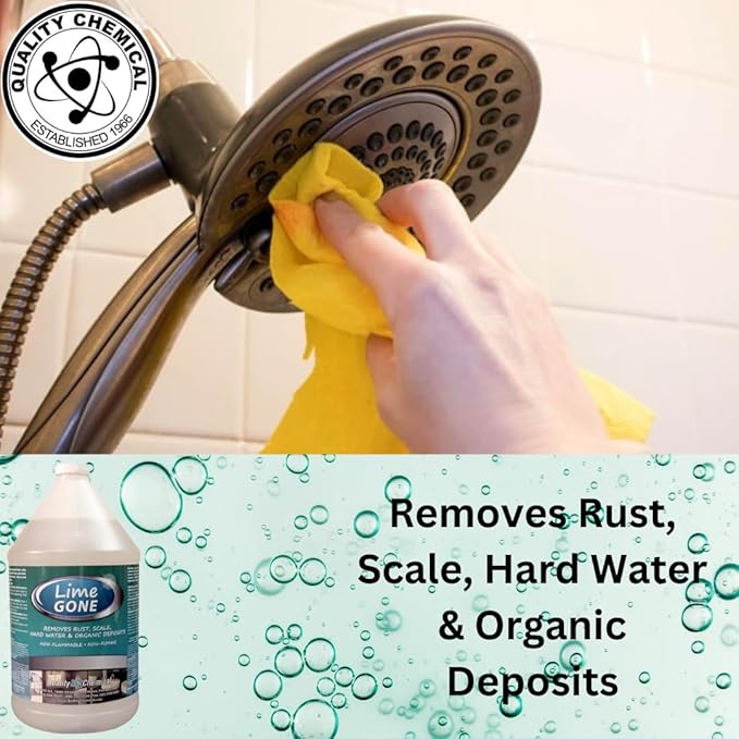 Quality Chemical Lime-Gone Remover - Calcium, Lime and Hard Water Stain Remover for Bathroom, Shower and Tile - Lime a Way - 128 oz (Pack of 4)