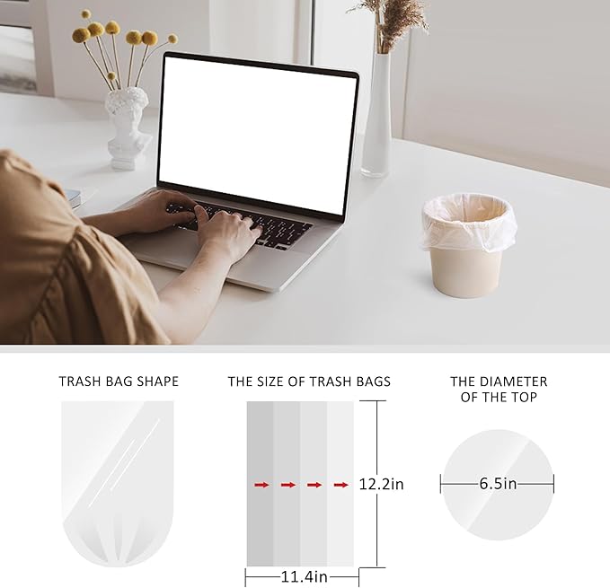 0.5 Gallon Mini 11" x 12" Trash Bags, Tiny Bathroom Garbage Can Liners by Teivio, Small Plastic Bags for Desktop Trash Bin/Dog/Poop Car, Fit 2 Liters or Less Can (300 Counts, Clear)