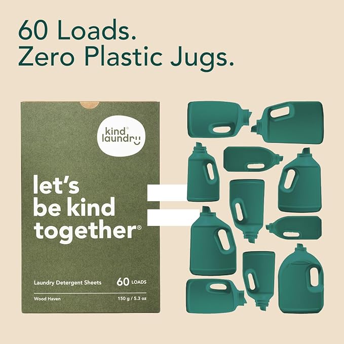Kind Laundry Detergent Sheets – 60 Loads Neroli Zen, EWG Verified, No Residue After Wash, Eco Plastic-Free Liquidless Laundry Soap, Non-Toxic Formula, for Sensitive Skin, Travel & Dorm Friendly