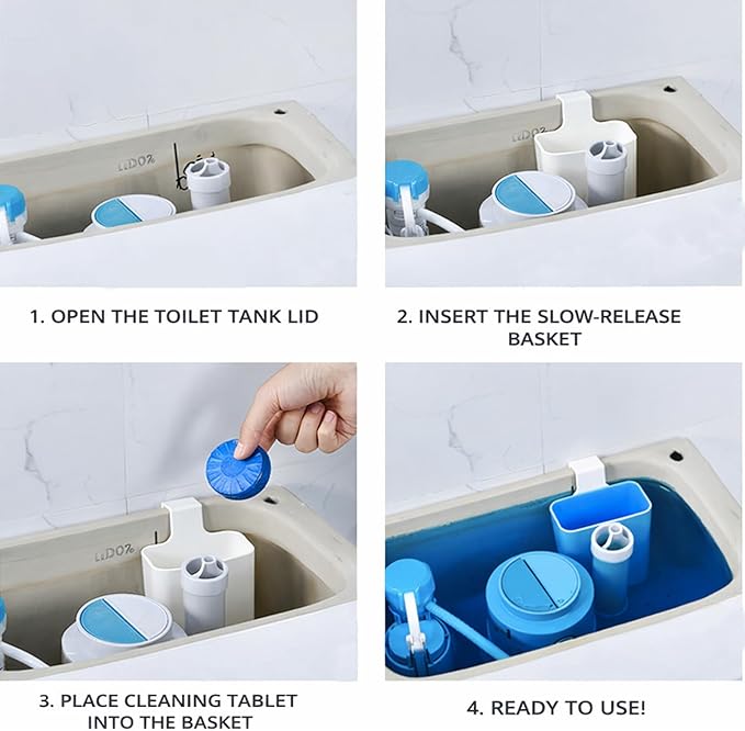 2-Piece Toilet Tablet Holder with Cleaning Gloves, Toilet Tank Caddy for Cleaning Discs, Heavy Duty PP & ABS Cleaner Bracket, Bathroom Organization Set