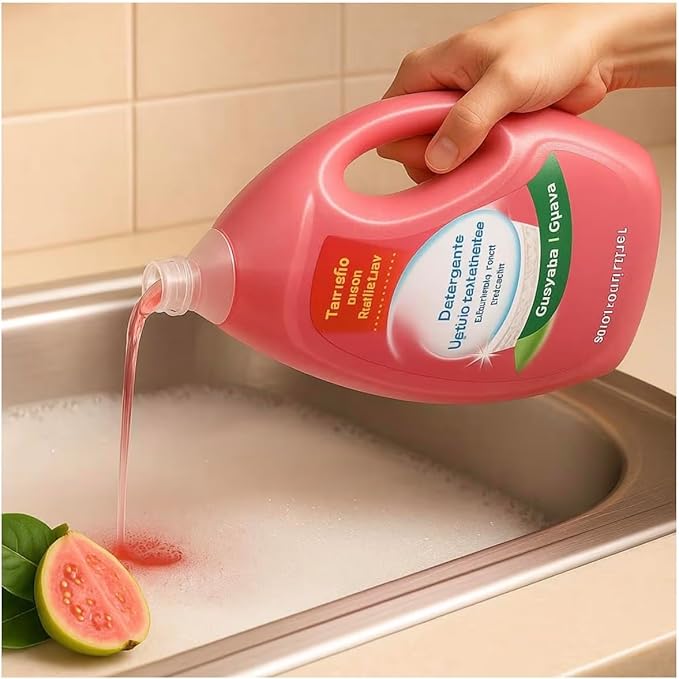 Dish Washing Liquid Detergent Guava Scent 90 fl oz Large Bottle for Everyday Dish Cleaning Handwashing Dishes Utensils and Kitchenware with Easy Pour Design