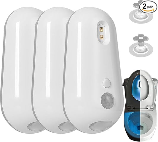 Self Cleaning UV Toilet Sanitizer Light, Light for Toilet, Motion-Activated, Smart Toilets Seat Odor, Easy Tool-Free Installation for Elderly & Pet, 2 Free Hygiene Toilets Seat Lifters (3PCS)
