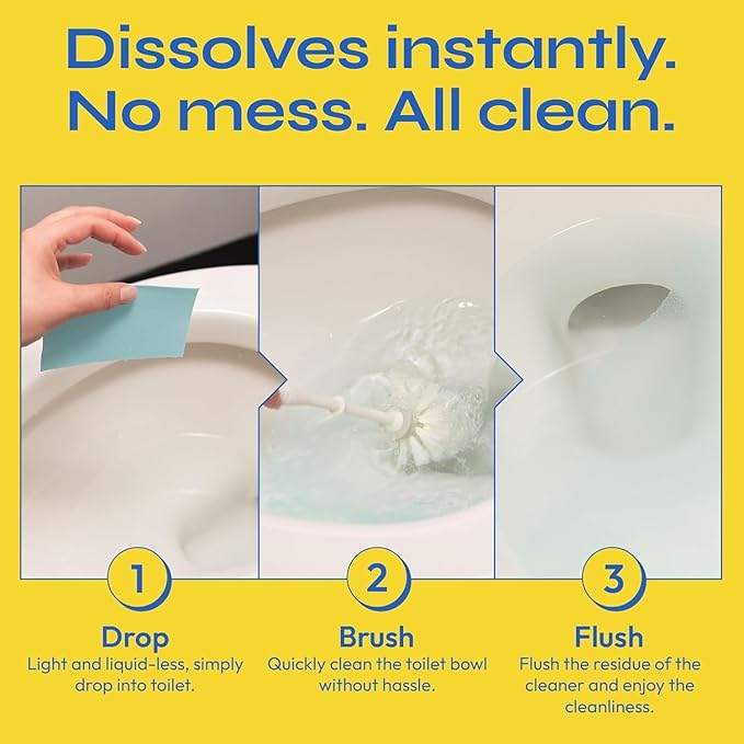 FOMIN Non-Toxic Toilet Bowl Cleaner Strips - (90 Strips) - Plastic-Free, Septic Safe Toilet Cleaning Strip, Remove Stains & Odors - The Ultimate Cleaning Solution