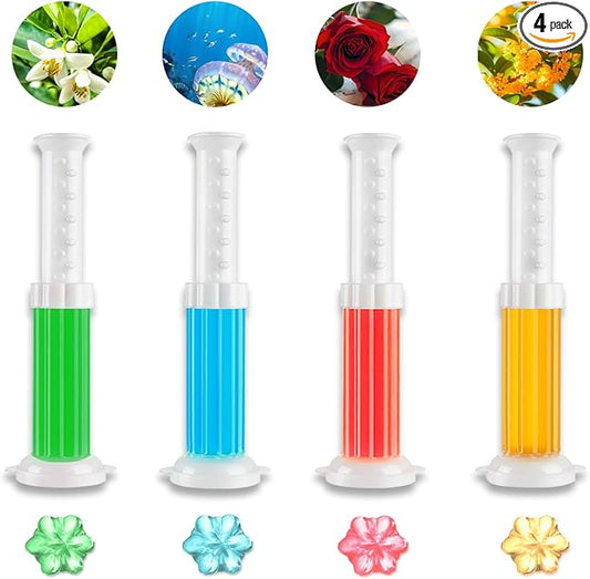 4 Pack Toilet Gel Stamp, 48 Stamps 4 Kinds Of Scent Toilet Bowl Cleaner Gel, Long-Lasting Flowers Shaped Bathroom Freshener, Keeps Toilet Fresh Fragrant and Clean (4, 4-piece set)