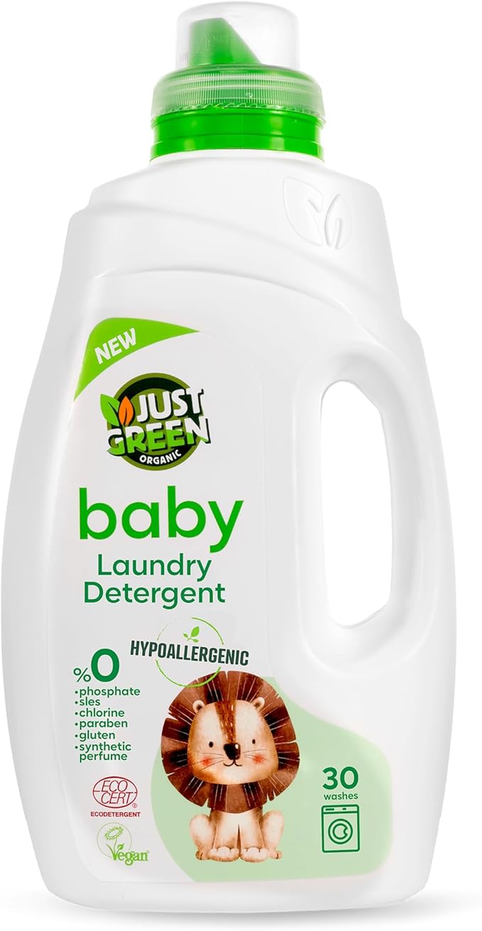 Baby Liquid Laundry Detergent, Plant-Based Laundry Soap Newborn & Infant Clothes, Hypoallergenic, Fragrance-Free, EcoCert Certified, 30 Washes, 50.7 fl oz (1500 ml)