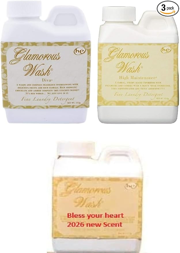 Tyler Glamorous Wash Laundry Detergent Liquid 4oz Gift Set (Diva, High Maintenance, 2026 New Scent Bless your heart) with BG stain remover pen