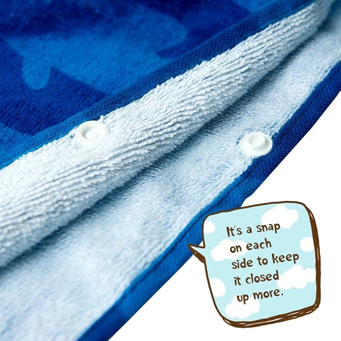 Florica Toddler Hooded Beach Towel Coverup Cape Kids Cotton Soft Quick Dry Absorbent Use for Swim Pool Bath Poncho Towels 2 to 6 Years Old Children 24"x 47" in Full-Length (Brave Shark)