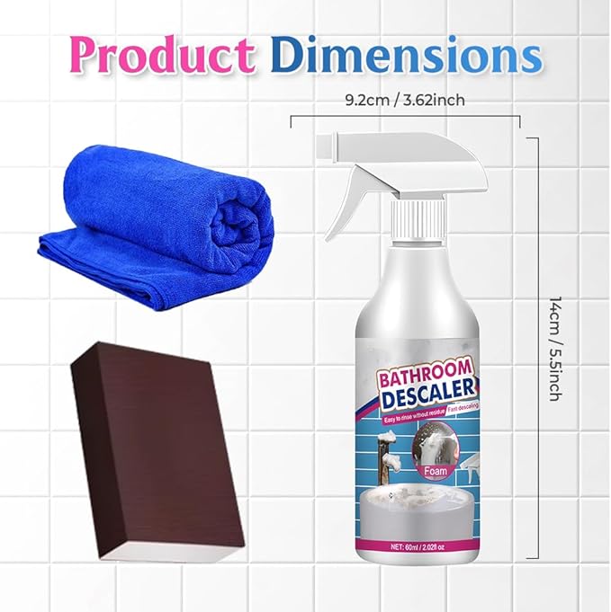 Bathroom Descaler Foam Cleaner, 2025 Upgrade Multipurpose Stubborn Stains Cleaner for Shower Room Glass Sink Toilet 100ml (2)