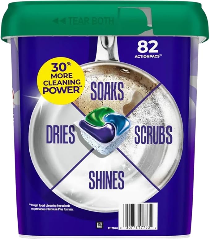 Platinum Dishwasher Detergent Action Fresh Scent, 82 Count with Microfiber Towel (82 Count(1 Pack))