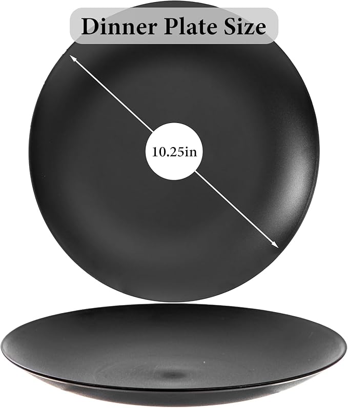 EI enjonirinjonir 80pcs Black Plastic Plates Disposable for Dinner,10.25inch Party Plates Disposable Heavy Duty,Elegant Matte Plastic Plate Frosted is Ideal for Wedding/Birthday/Graduation Decorations