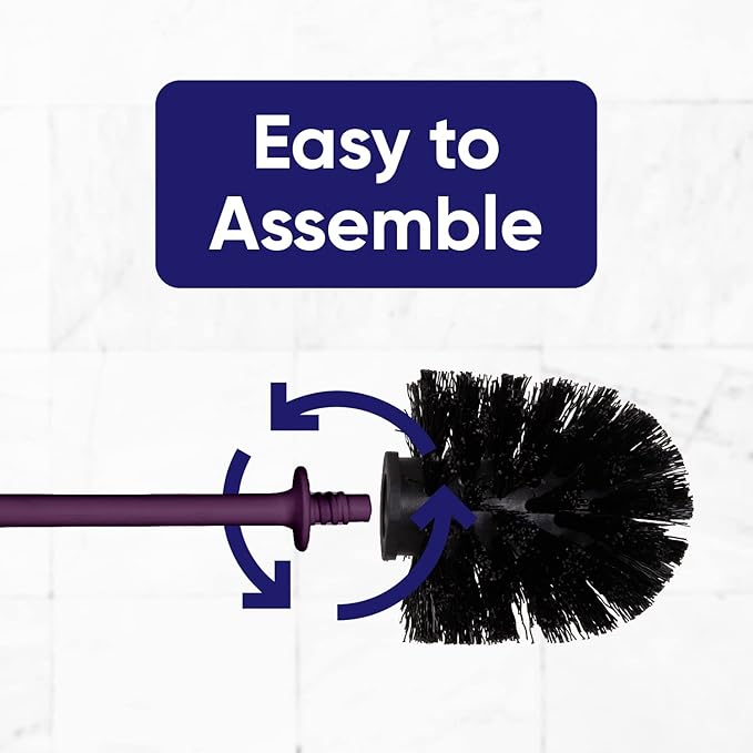 Toilet Brush Cleaner and Holder Purple Toilet Bowl Cleaner Brush with Scrubbing Wand, Brush and Storage Caddy for Easy Bathroom Cleaning