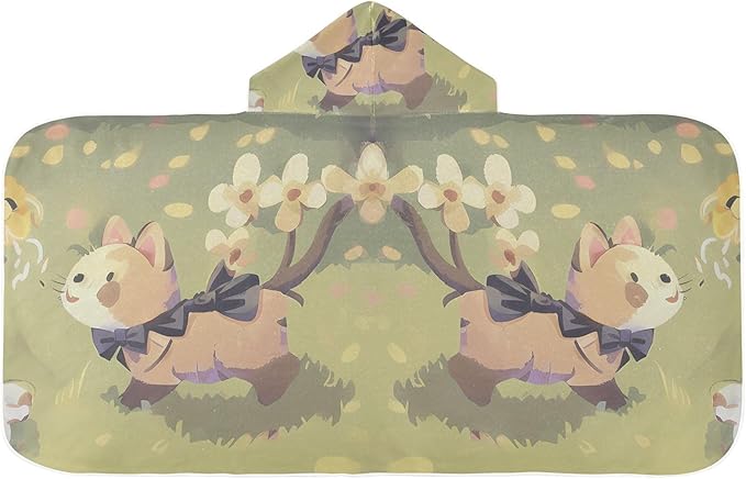 Hooded Towel for Kids Forest Kitten Beach Wrap Bath Towels 50x23.5in