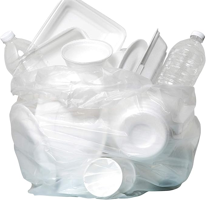Aluf Plastics 45 Gallon 22 Micron (eq) Premium Clear Trash Bags - 39" x 46" - Pack of 150 - For Office, Kitchen, Bathroom, Commercial, Janitorial, Industrial, & Hospitality