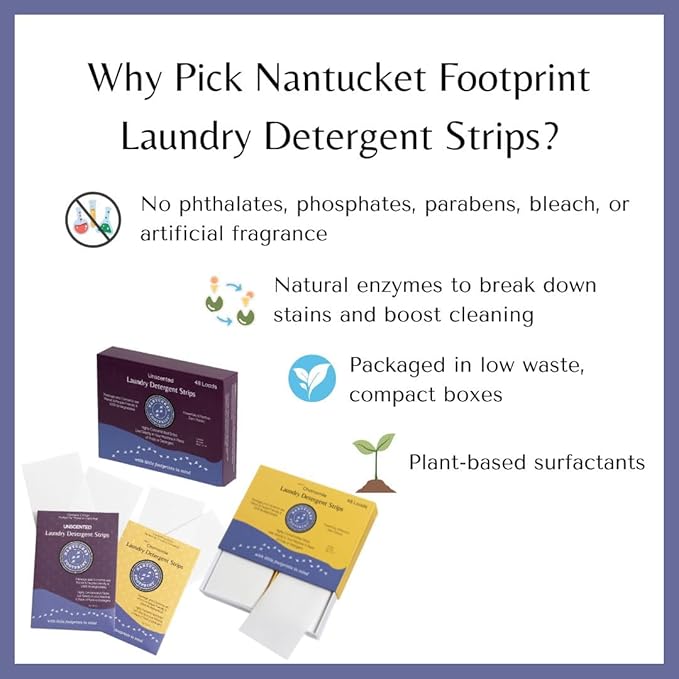 Travel Set | Chamomile Laundry Detergent Sheets (12 Loads) | 6 Packs of 2 Sheets | Liquidless Laundry Detergent | Nantucket Footprint