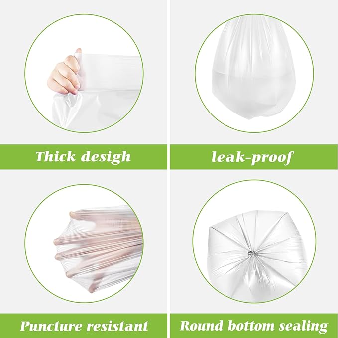 3 Gallon 200 Counts Small Trash Bags 3 Gallon 3.1 Gallon 3.2 Gallon fit 10 liter Garbage Bags by Teivio, Waste Basket Bags,Bathroom Trash Can Bin Liners, Plastic Bags for home office kitchen, Clear