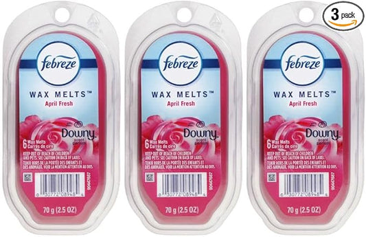 Febreze April Fresh Wax Melts, 3 Packs of 6 Wax Melt Warmer Cubes per Pack, Each pack is 2.5 OZ of Air Freshener