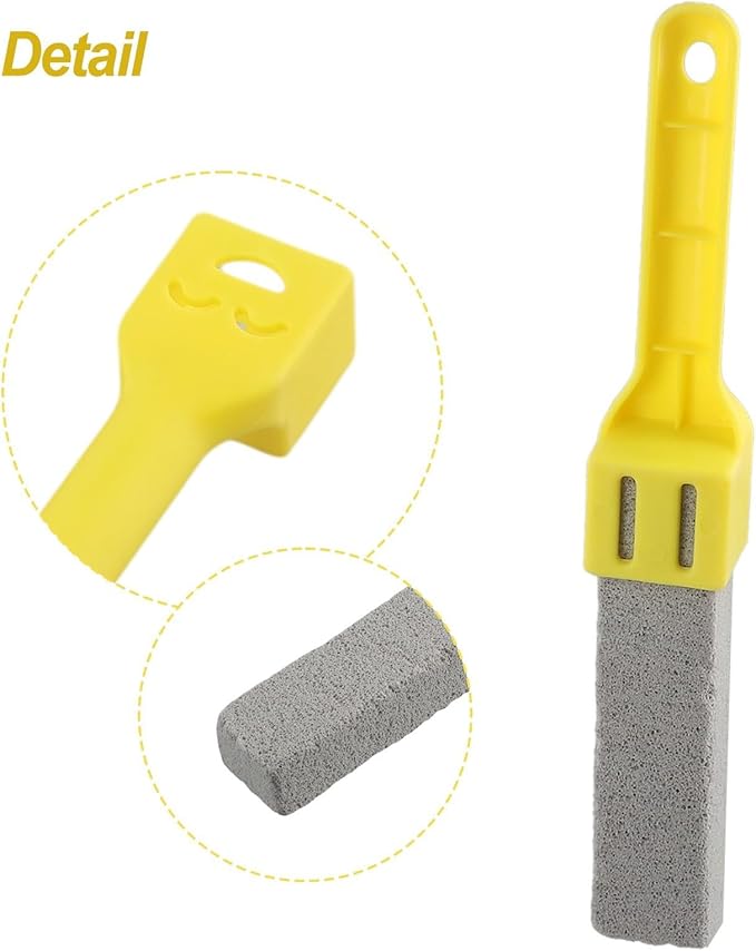 Natural Pumice Toilet Cleaning Brush With Ergonomic Handle For Removing Yellow Stains Rust Scale On Toilets Sinks Bathtubs Tiles Chemical-Free Multi-Use Bathroom for SURFACE Cleaner (Yellow)
