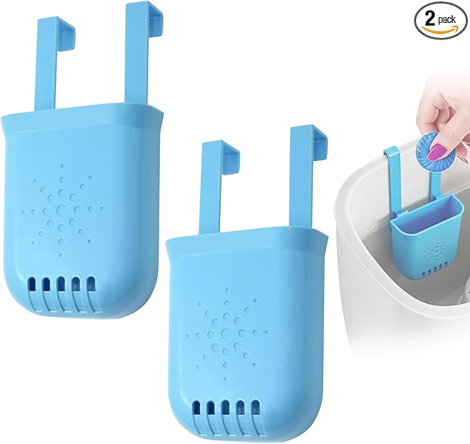 Controlled Release Toilet Bowl Cleaner Tablets Holder, 2-Pack Universal Toilet Tank Cleaner Dispenser, Adjustable Hanging Bleach Tablets Bracket for Long-Lasting Cleaning, Prevents Tank Buildup