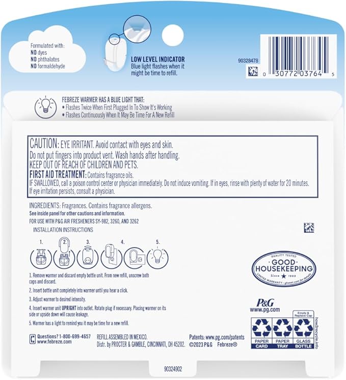 Febreze Plug In Air Freshener, Odor-Fighting Scented Oil Refill, Kitchen Odor Fighter, 2 Refills