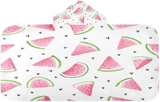 CEBUGI Watercolor Watermelon Hooded Bath Towel for Kids Absorbent Soft Bath Towel Wrap with Hood 50x23.5in Pool Beach Shower Towel for Boys Girls