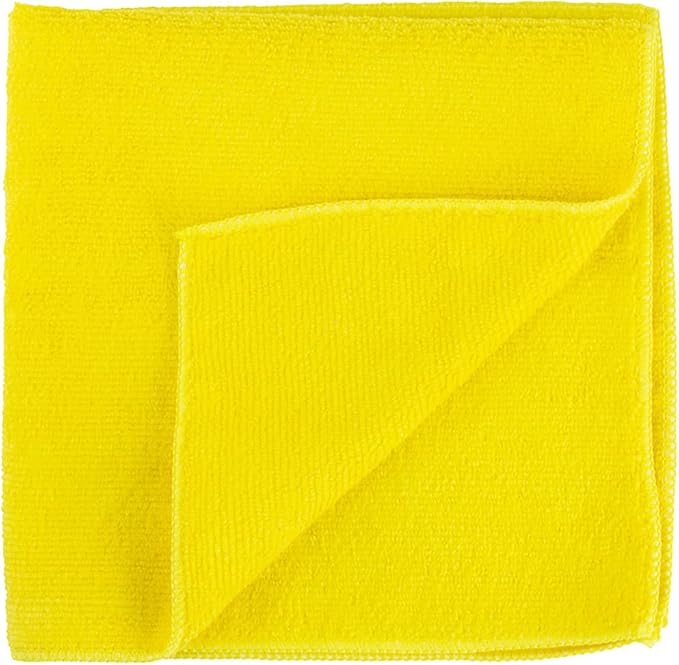 Restaurantware Clean Tek Professional 16 x 16 Inch Cleaning Cloths 100 Lint Free Microfiber Towels - Highly Absorbent Non Abrasive Yellow Microfiber Cleaning Rags Reusable For All Purpose Use
