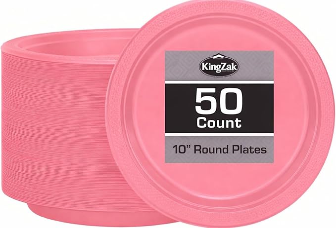 Pink Solid Color Premium Heavy Weight Plastic (10") 50 Count - Durable and Disposable, Ideal for Parties, Events, and Catering