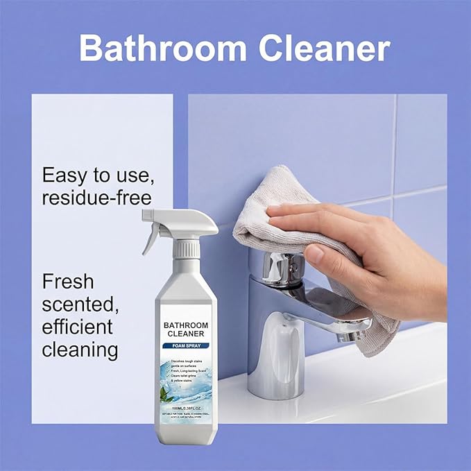 Bathroom Cleaner Foam Spray, Bathroom and Shower Descaler Stains Cleaner Action for Toilet, Tiles, Glass, Stainless (2PCS)
