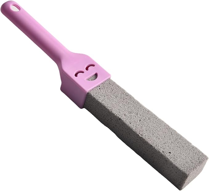 Natural Pumice Toilet Cleaning Brush With Ergonomic Handle For Removing Yellow Stains Rust Scale On Toilets Sinks Bathtubs Tiles Chemical-Free Multi-Use Bathroom for SURFACE Cleaner (Purple)