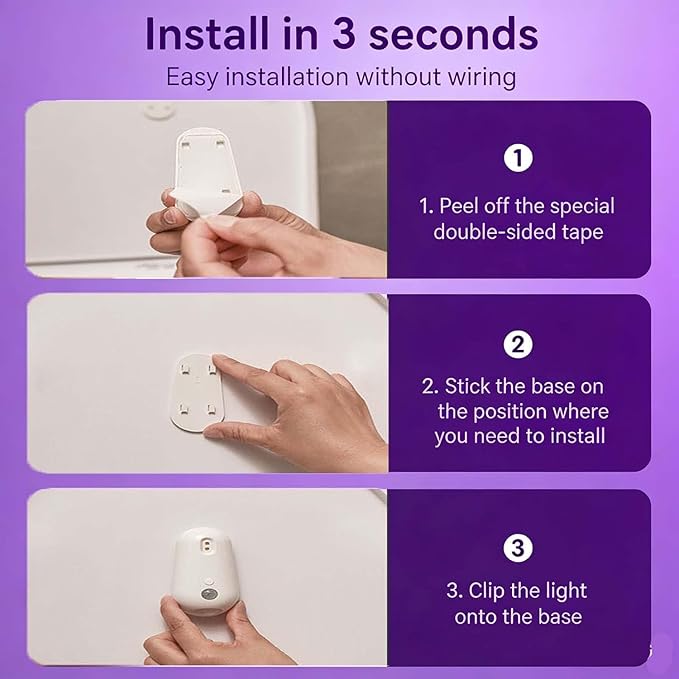 Self Cleaning UV Toilet Sanitizer Light, Motion-Activated, Rechargeable, Night Light, Adhesive-Mounted for Shared Bathrooms, For Elderly & Pet (2pcs)