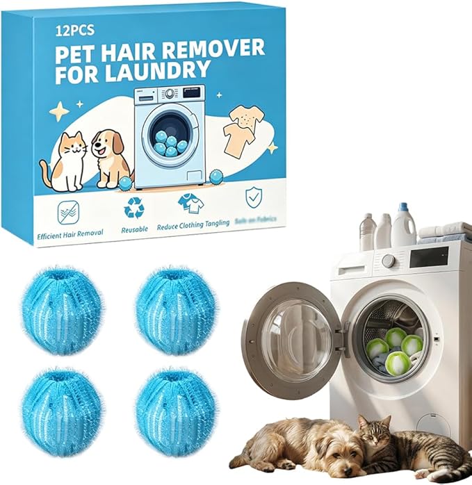Pet Hair Remover for Laundry, 2026 Reusable Dog & Cat Hair Remover, Efficient Debris, Hair Cleaner, Pet Hair Catcher for Clothes, Bedding, Washing Machine Hair Catcher (Blue 4pcs)