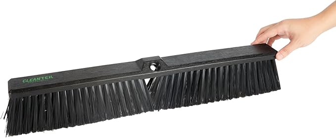 Restaurantware-BROOM HEAD ONLY: Clean Tek Professional 23.62-Inch Push Broom Head, 1 Heavy-Duty Cleaning Tool - Handle Sold Separately, Fine Flagged Bristles, Black Plastic, Outdoor Use