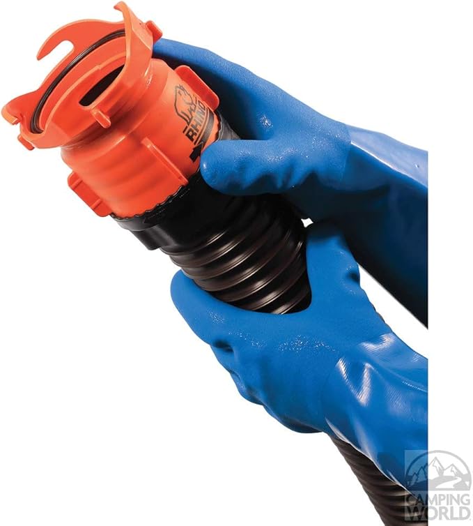 Camco Durable All Purpose RV and Camper Reusable Sanitation Gloves - Will Grip in Wet or Dry Conditions | Blue PVC Gloves - 1 Pair (40287)