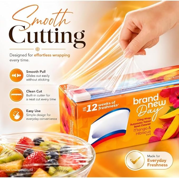 New Day Automatic Toilet Bowl Click Gel Cleaner, Mango & Hibiscus Scent, 6 Count Disposable Gel Applicators