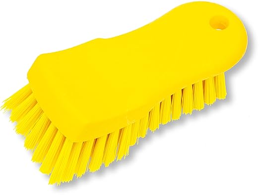 SPARTA Plastic Cutting Board Scrub Brush with Hanging Hole for Washing Cutting Boards, 6 Inches, Yellow