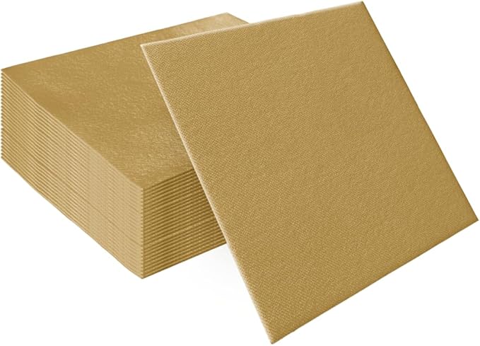 PAW - 50 Pieces Airlaid Paper Linen-Feel Napkins 16" x 16", Monocolor Disposable Cloth-Like Napkins, Elegant Gold Dinner Napkins for Kitchen, Party, Wedding, Gatherings, Christmas