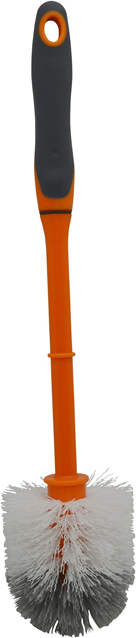 IMUSA USA (6 Pack) Round Orange Toilet Brush with Dual Tone Bristles (White & Grey)