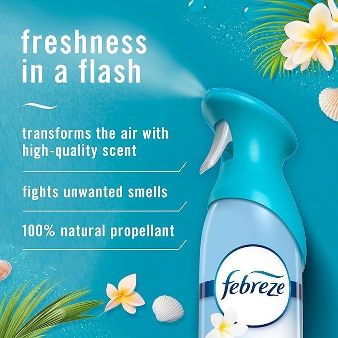 Febreze Air Refresher Spray - Bora Bora Waters - Net Wt. 8.8 OZ Per Bottle - Pack of 3 Bottles
