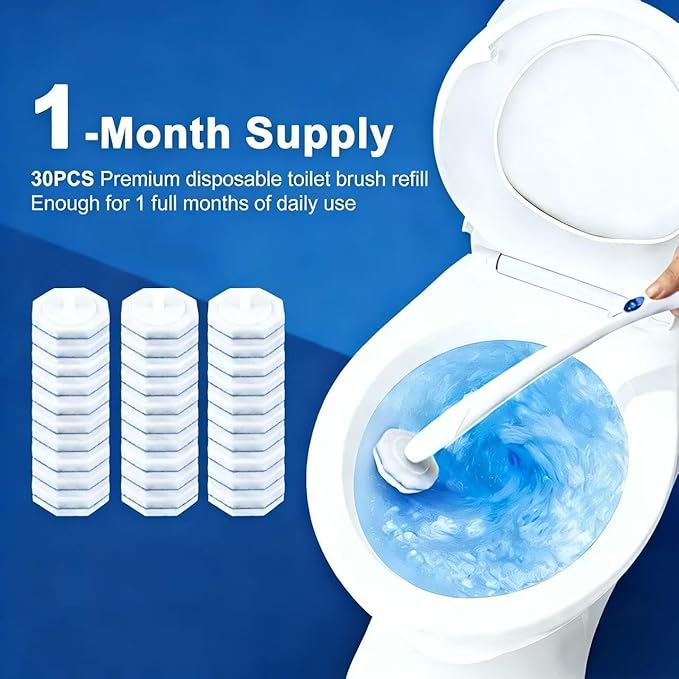 30pcs Toilet Cleaner Refill Pads for Clorox Wand, Upgrade 3-Layer Toilet Scrubber Refills, Premium toilet of wand refills, Won't Fall Apart, Safe On Porcelain