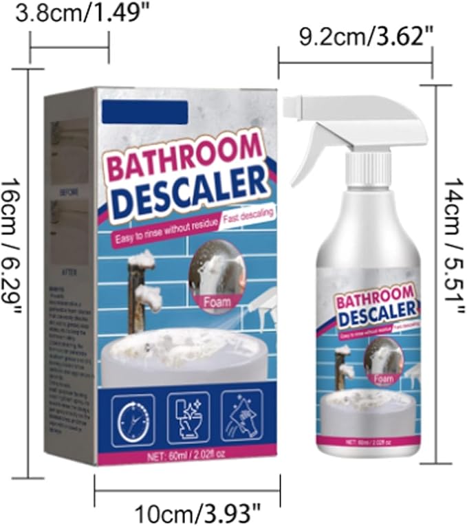 Bathroom Descaler Foam Cleaner, 2025 New Bathroom Descaler Cleaner, Stubborn Stains Cleaner, Limescale Cleaner, All Purpose Rinse Free Cleaning Spray for Bathtub, Sink, Toilet, Tiles (2Pcs)